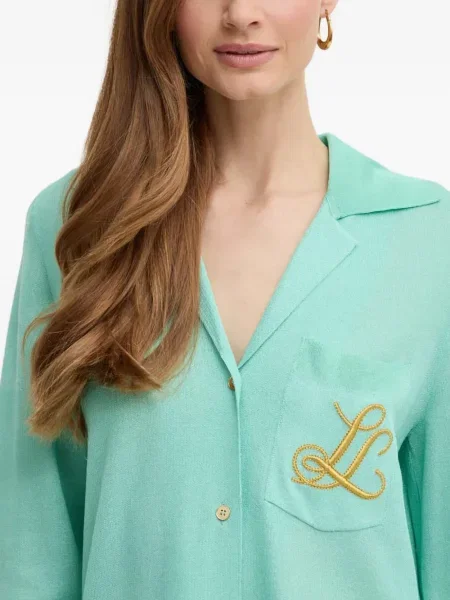 Cămașă Luisa Spagnoli cu broderie verde