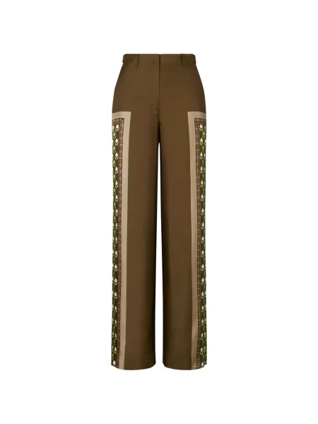 Pantaloni Tory Burch din satin maro