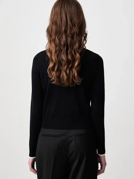 Fred Perry sweter rozpinany z wełną granatowy