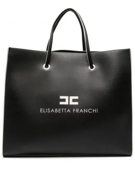 Geantă shopper Elisabetta Franchi din piele negru