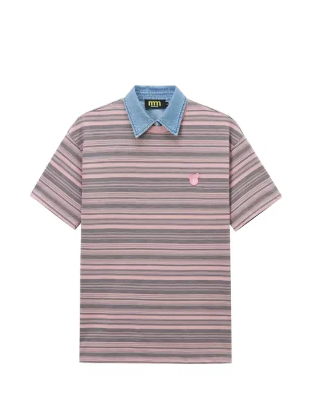 Mini tricou polo Mini Cream cu dungi mini roz