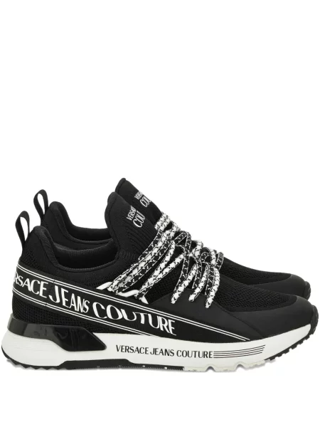 Sneakerși Versace Jeans Couture cu șireturi din dantelă cu autograf negru