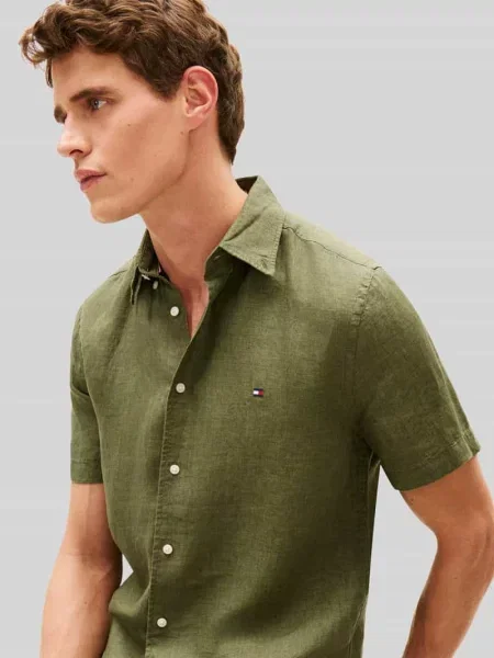 Koszula z krótkim rękawem o kroju regular fit z czystego lnu Tommy Hilfiger