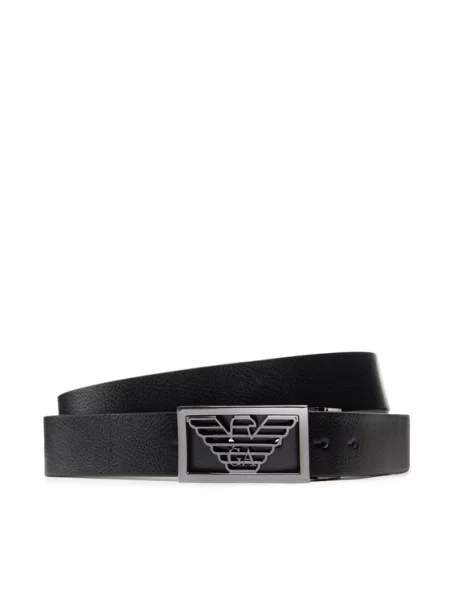 Emporio Armani pasek skórzany dwustronny czarny