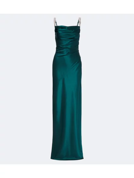 Rochie Balmain din satin cu volane albastru
