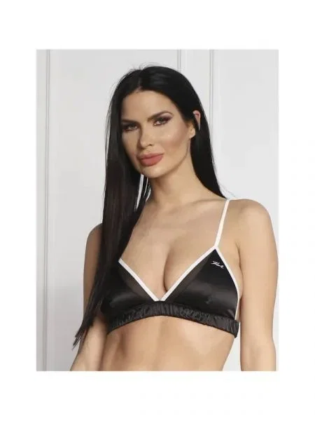 Karl Lagerfeld Szatén melltartó bi-colour satin triangle bra fekete