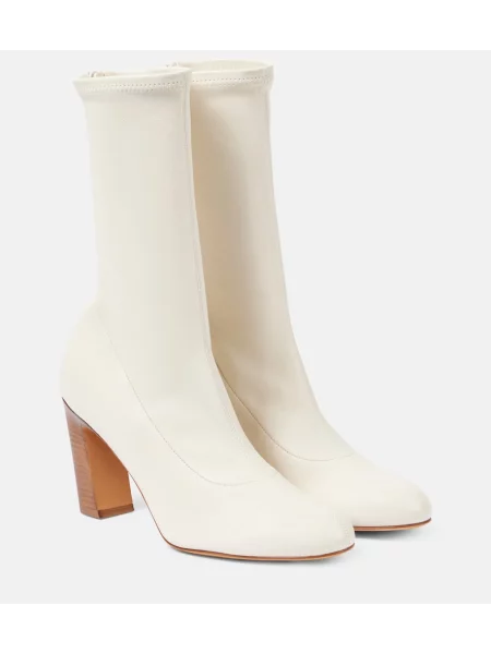 Usnjene čevlji do gležnjev Khaite bela