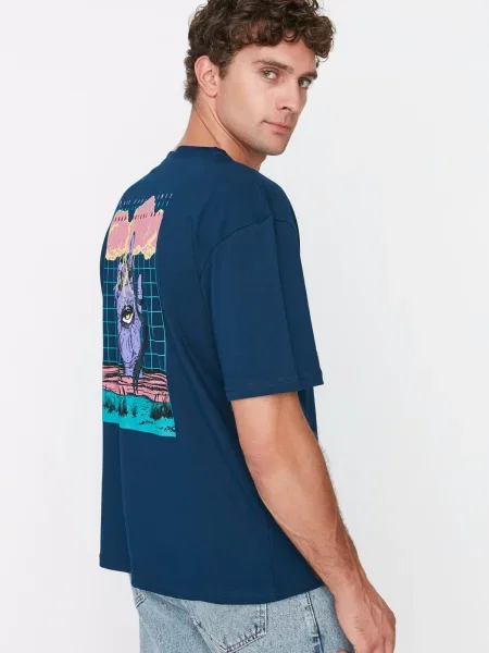 Majica Trendyol s potiskom modra