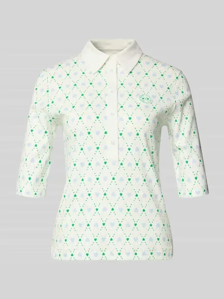 Koszulka polo krój slim fit z aplikacją z logo Marc Cain białe