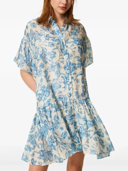 Rochie tip cămașă Twinset cu model floral cu imagine