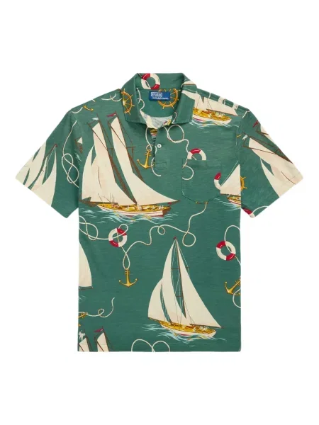 Tricou polo Polo Ralph Lauren cu imagine cu dungi din țesătură twill albastru
