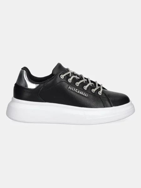 Lniane sneakersy Just Cavalli czarne