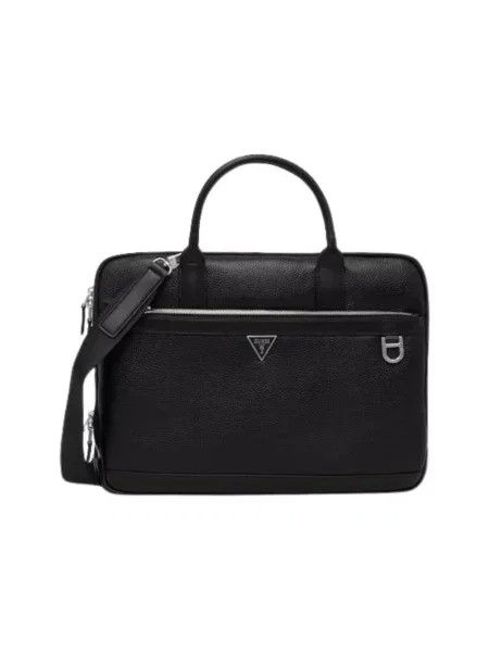 Torba na laptopa Guess skórzana czarna