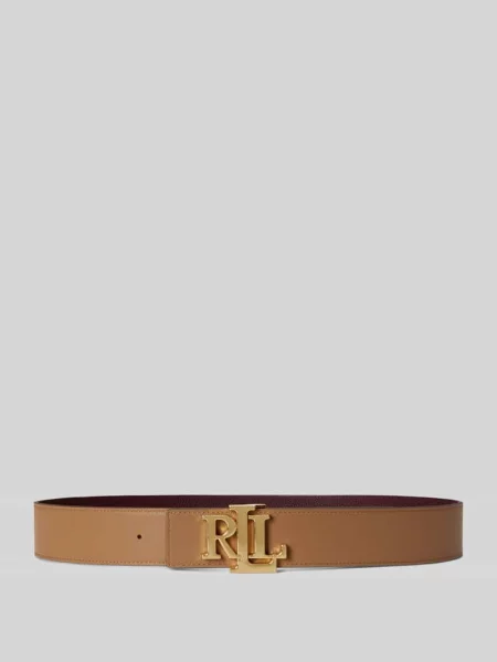 Pasek ze skóry bydlęcej ze sprzączką z logo Lauren Ralph Lauren