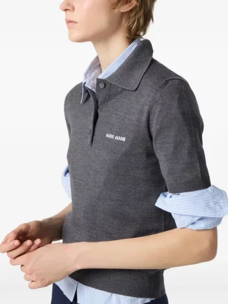 Μάλλινο polo Miu Miu γκρι