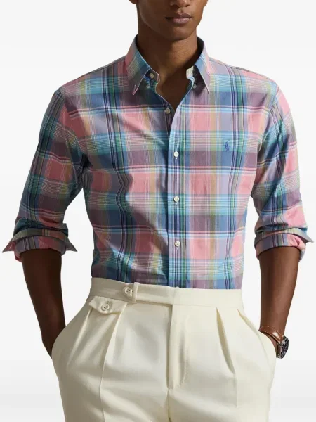 Șapcă Polo Ralph Lauren cu broderie din țesătură twill în carouri albastru