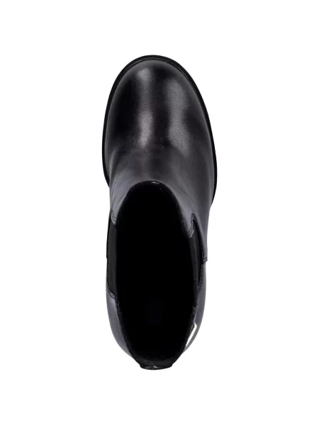 Cizme Tommy Jeans din piele cu toc înalt negru