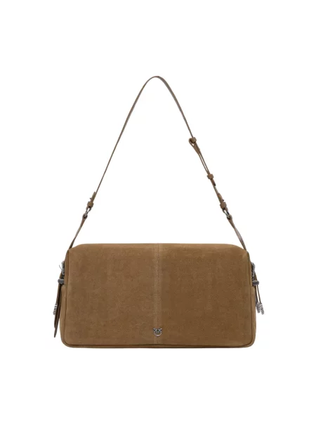 Pinko torebka crossbody zamszowa brązowa