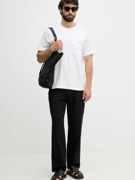 Calvin Klein Jeans cargo hlače z lanom črna