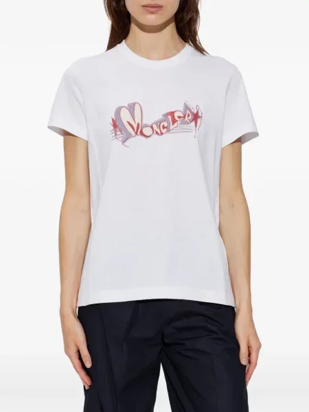 Tricou Moncler cu imagine alb