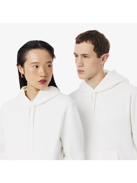 Lacoste Bluza Z Kapturem Z Tłoczonym Logo biały