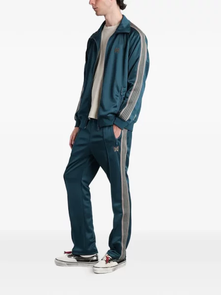 Pantaloni Needles cu dungi alergare verde
