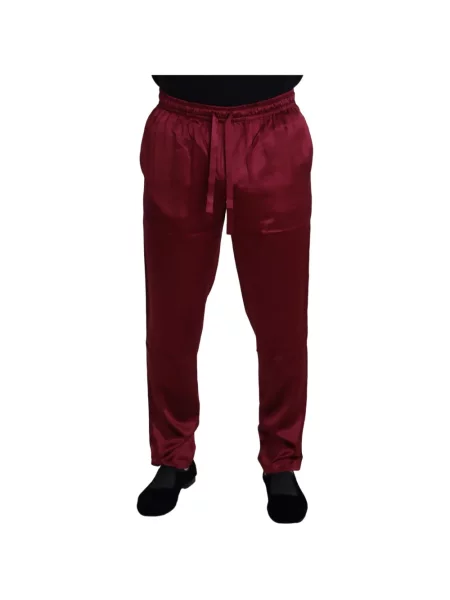Pantaloni Dolce & Gabbana de mătase cu cordon roșu