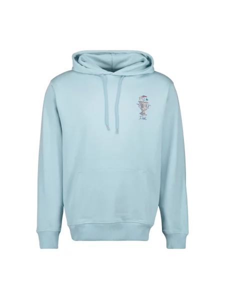 Drôle de Monsieur bluza Le Hoodie Vase turkusowy z kapturem z aplikacją niebieska