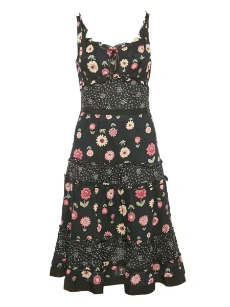 Květinové midi šaty Moschino Pre-owned s potiskem po kolena modré