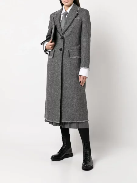 Vienakrūtis paltas Thom Browne pilka