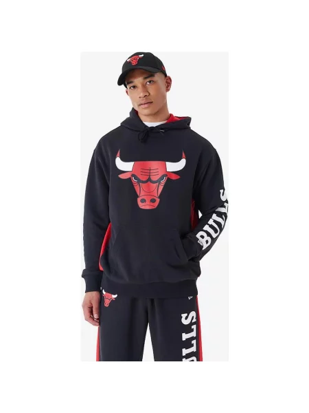 Bluza z kapturem New Era NBA Mesh Panel OS Chicago Bulls czarna. S czarna