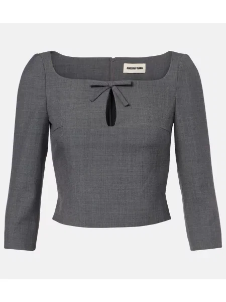 Wyciąć top Shushu/tong z kokardką szary