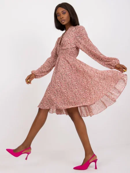 Rochie Fashionhunters cu model floral cu imagine de costum roz