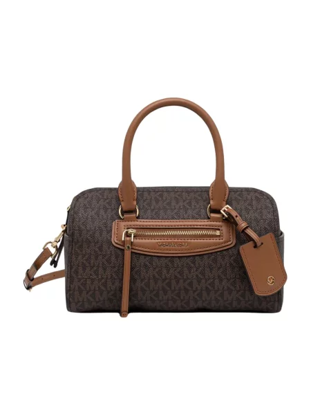 Torba podróżna Michael Kors z logo skórzana brązowa
