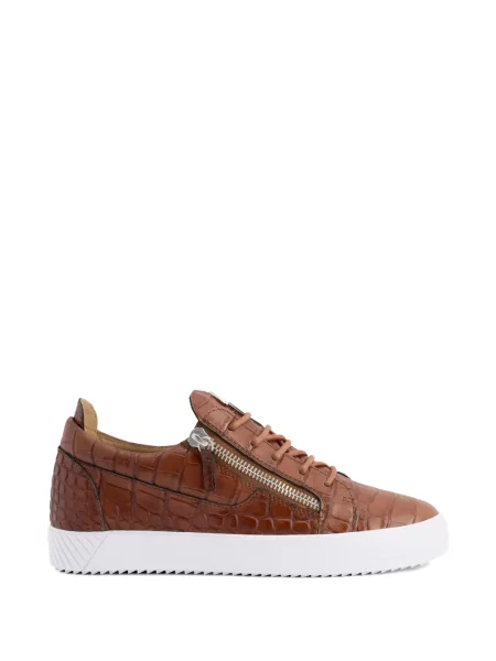 Sneakerși Giuseppe Zanotti Frankie din piele cu imagine maro