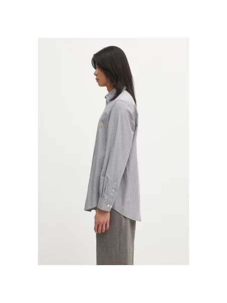 Aries koszula Stripe Poplin Classic regular z kołnierzykiem klasycznym szary