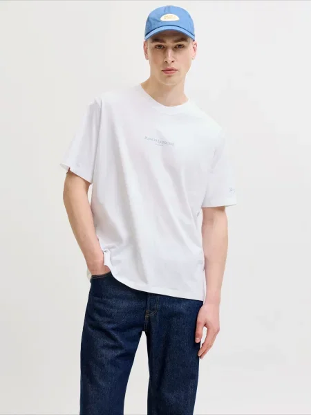 JACK & JONES Tričko JORHyeres svetlomodrá / svetlosivá biela