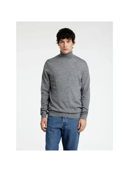 Selected sweter z golfem wykonany z wełny merynosów SLHTray Mężczyźni drobna dzianina XXL szary
