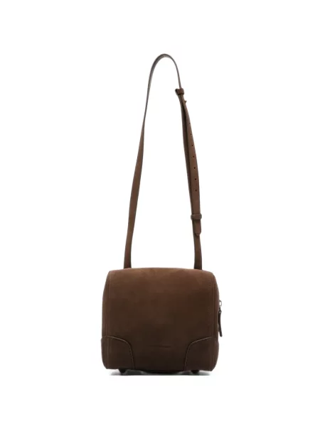 Geantă Emporio Armani din piele de căprioară maro