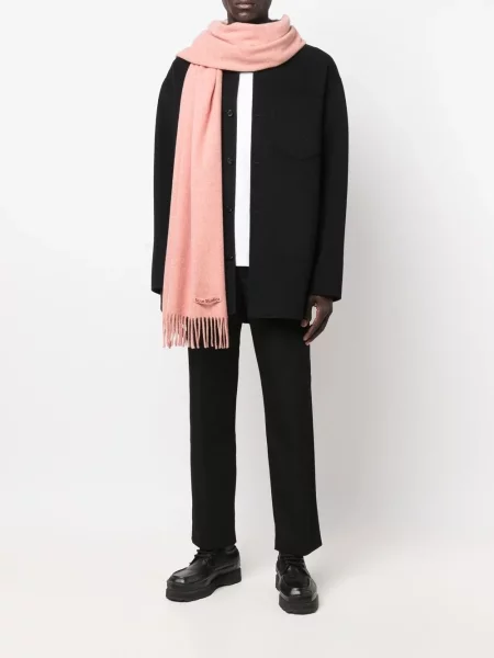Vilnonis šalikas Acne Studios su kutais rožinė