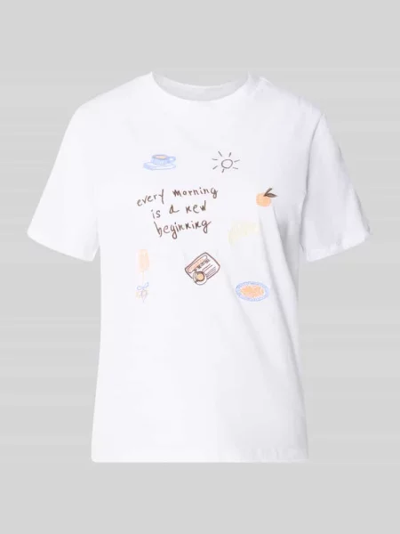 T-shirt o kroju regular fit z czystej bawełny model GAK' Pieces biała