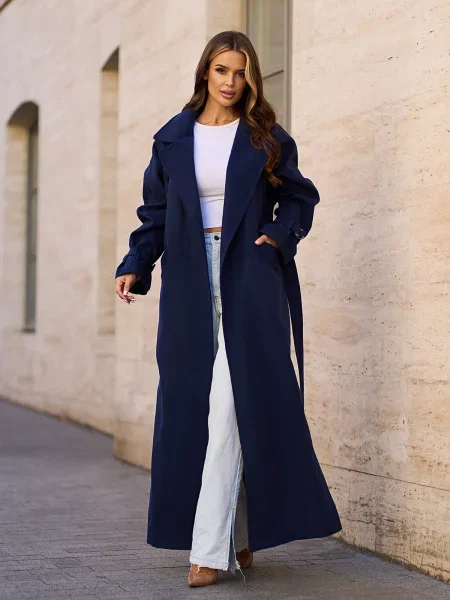 Вовняне Пальто ISSA Plus темно-синій синє