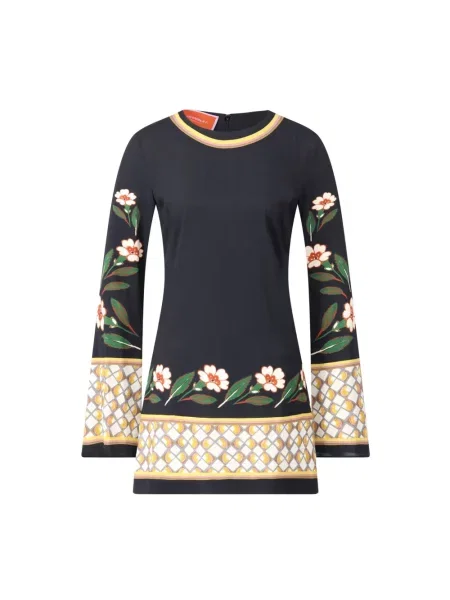 Mała mały sukienka koktajlowa La Doublej z nadrukiem niebieska