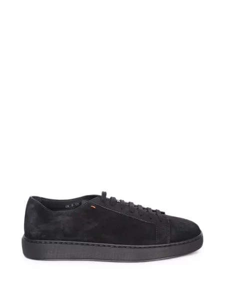 Sneakerși Santoni cu șireturi din piele de căprioară negru