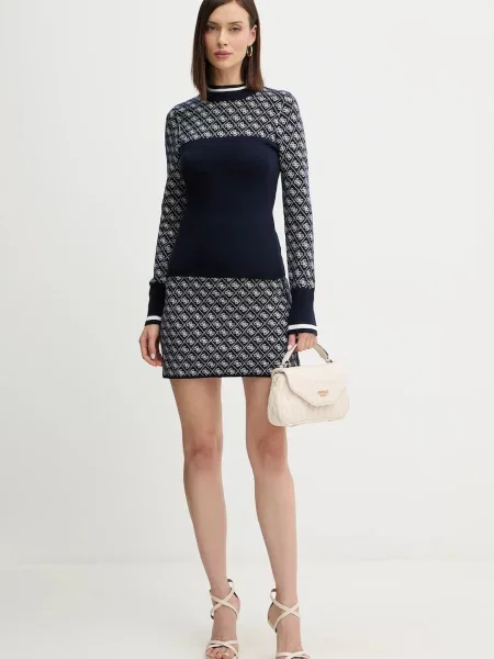 Светр із додаванням вовни Guess AUBREY півгольф синій