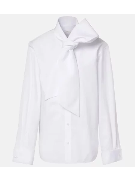 Блуза Saint Laurent поплин връзки бяло