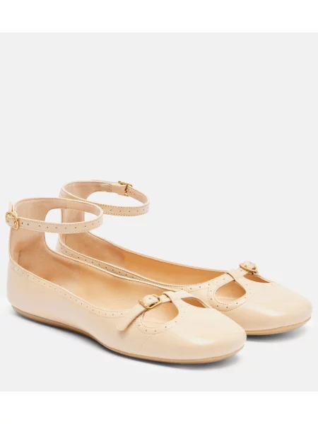 Balerini Chloé din piele bej