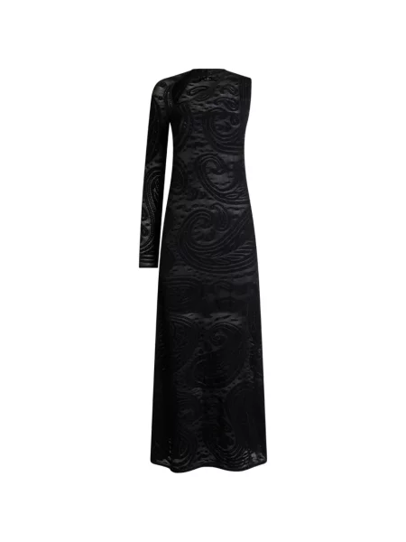 Lung rochie Etro cu model paisley din jacard negru