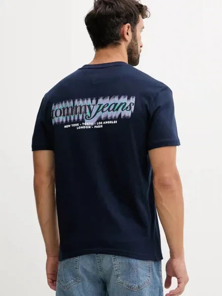 Tričko Tommy Jeans tmavomodrá s potiskem