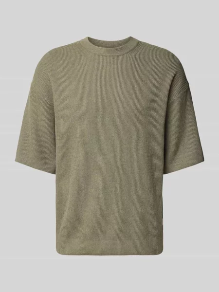 Koszulka dzianinowa z dekoltem w łódkę model KALEB' Jack & Jones Premium oliwkowa